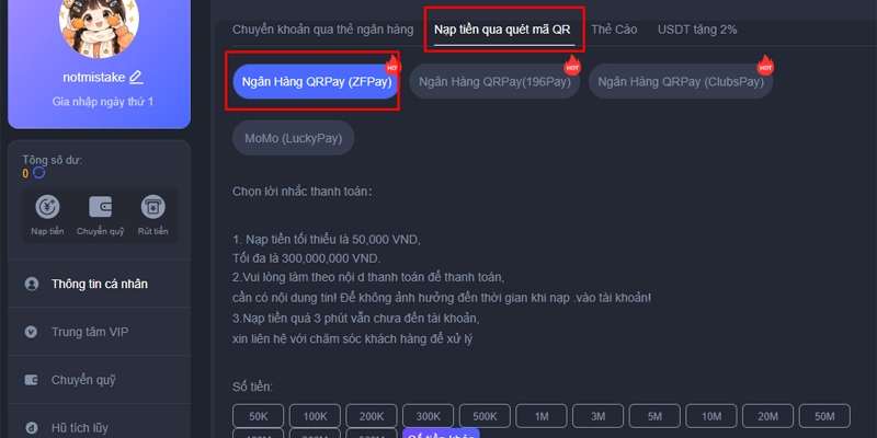 Các phương thức nạp - gửi vốn EE88 phổ biến