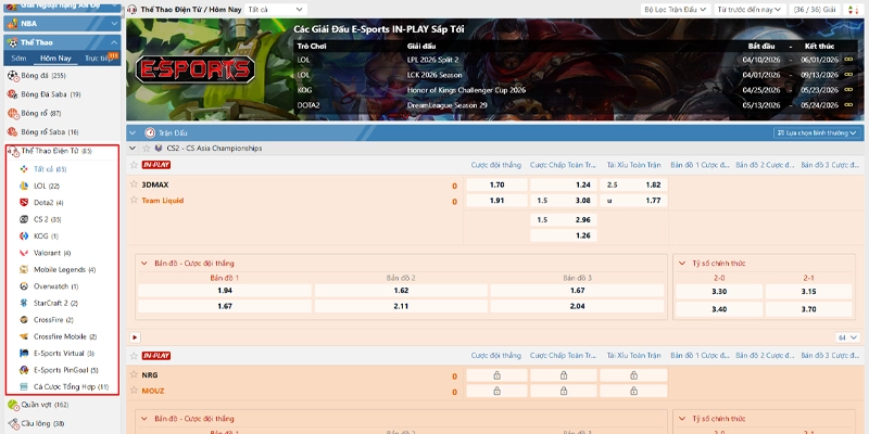 Những tựa game Esports cá cược được yêu thích nhất